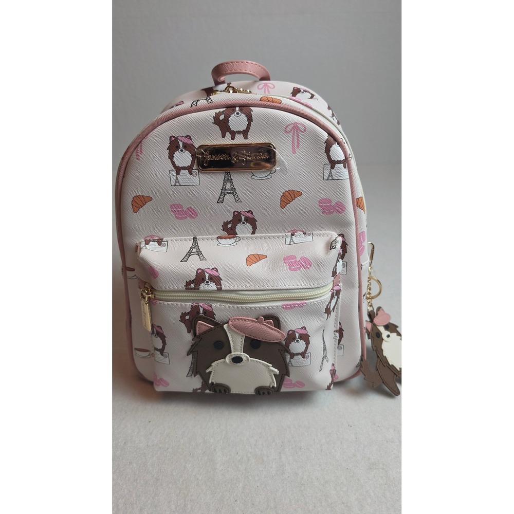 Jaxon & Friends Paris Dog Mini Backpack Pink Faux Leather Eiffel Tower NWT